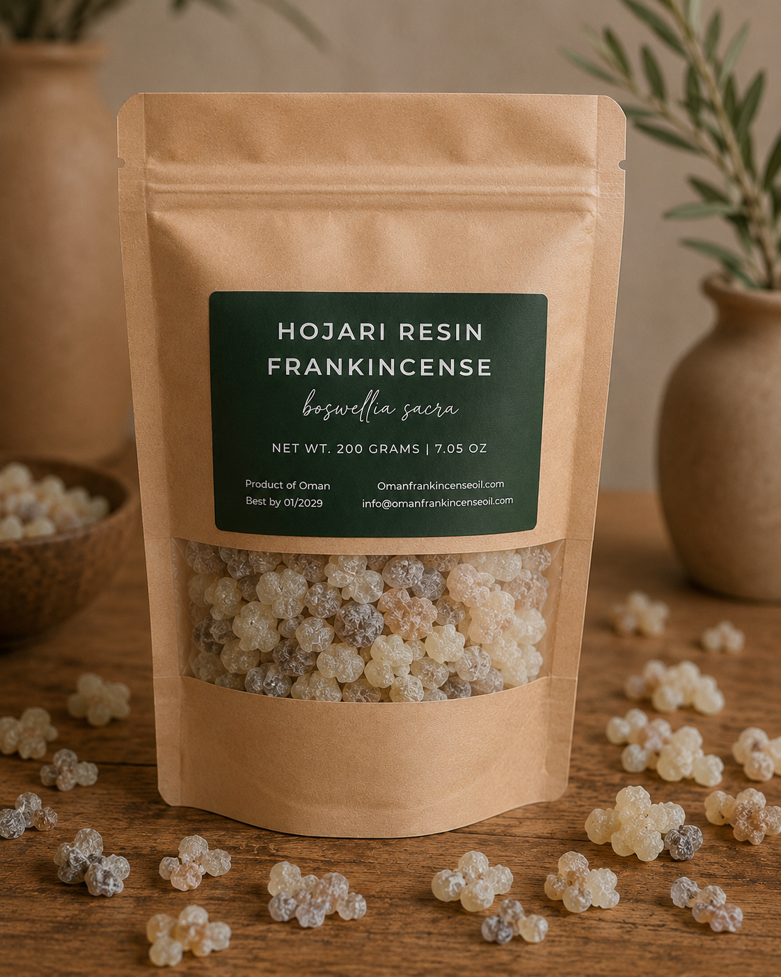 Premium Omani Hojari Frankincense Resin (Boswellia sacra) 200g