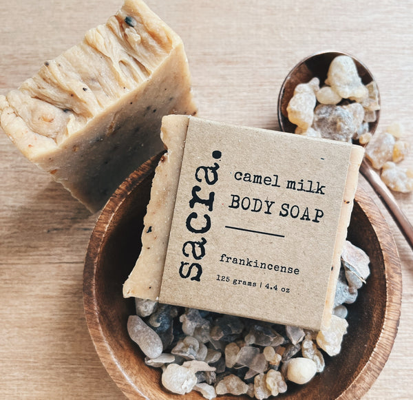 Handcrafted Omani Frankincense Camel Milk Soap made with Premium Hojari frankincense, camel milk, and nourishing natural oils for gentle daily cleansing.