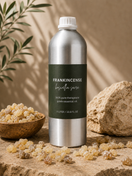 1 liter bottle of Premium Omani Hojari Frankincense Essential Oil (Boswellia sacra), steam distilled from authentic frankincense resin harvested in Dhofar, Oman.