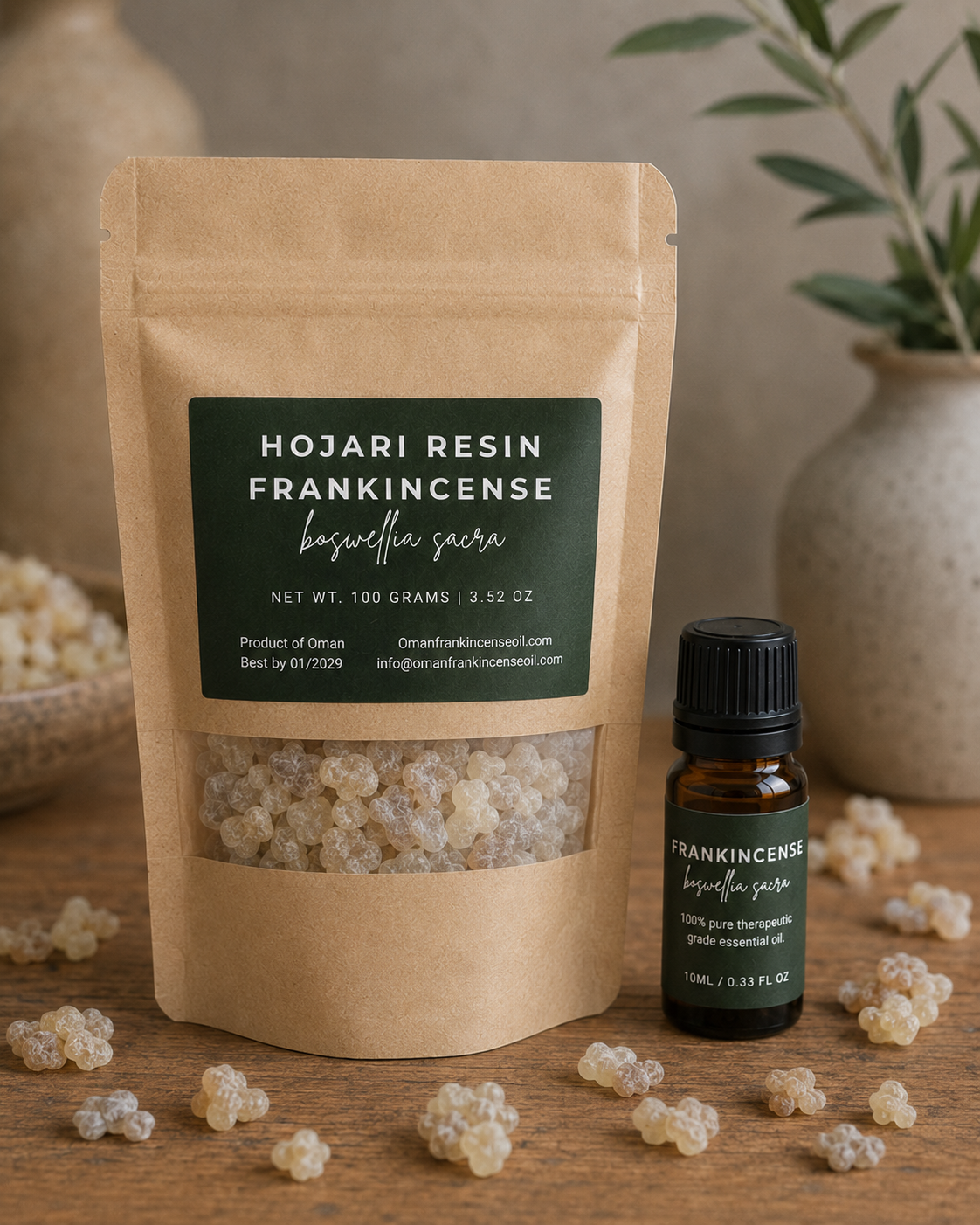 Hojari Frankincense Starter Bundle (1x 10 ml Oil + 1x  100g Resin)